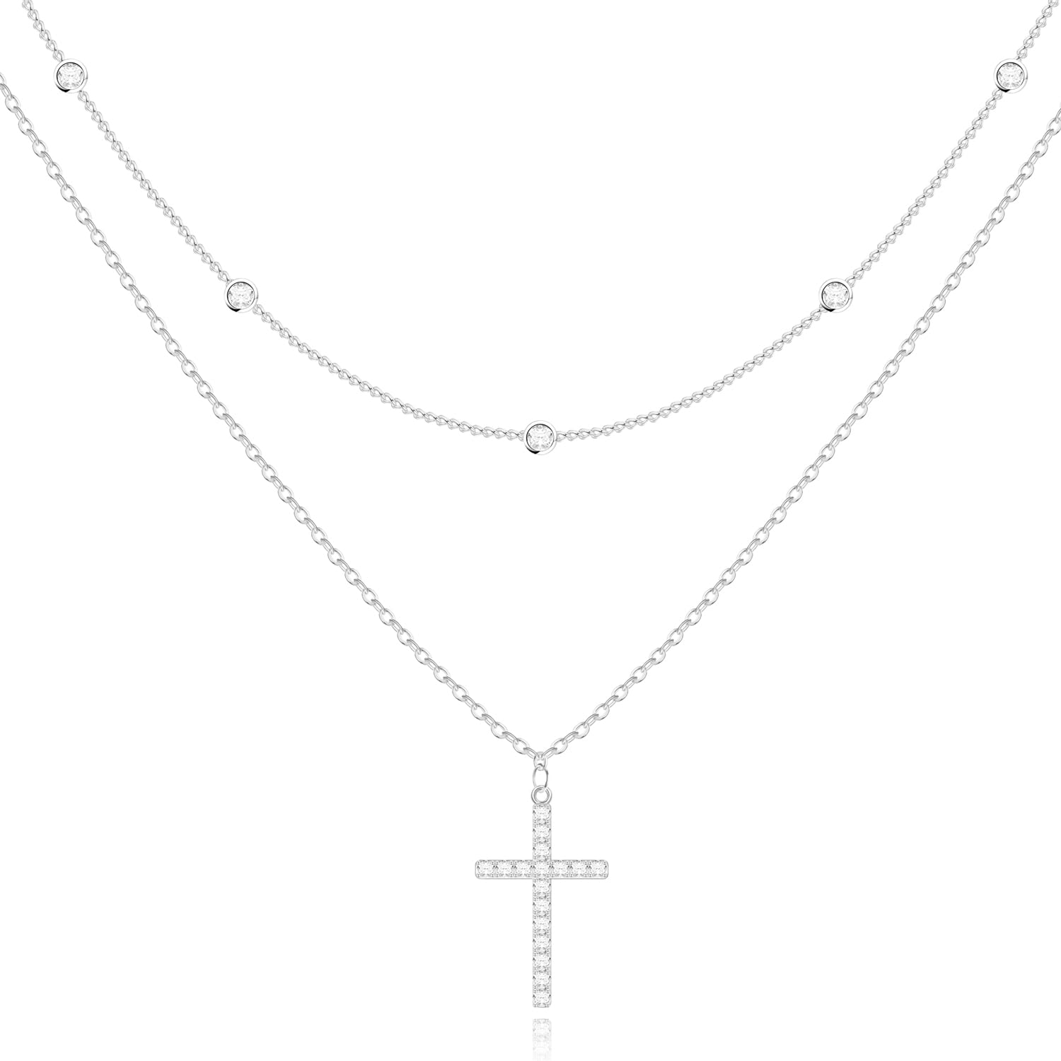 Christian Gifts for Women Cross Necklace for Women 14K Gold/Silver Plated Infinity Long Charm Necklace Trendy Non Tarnish Waterproof Jewelry Religious Baptism Faith Gifts Christmas Stocking Stuffers