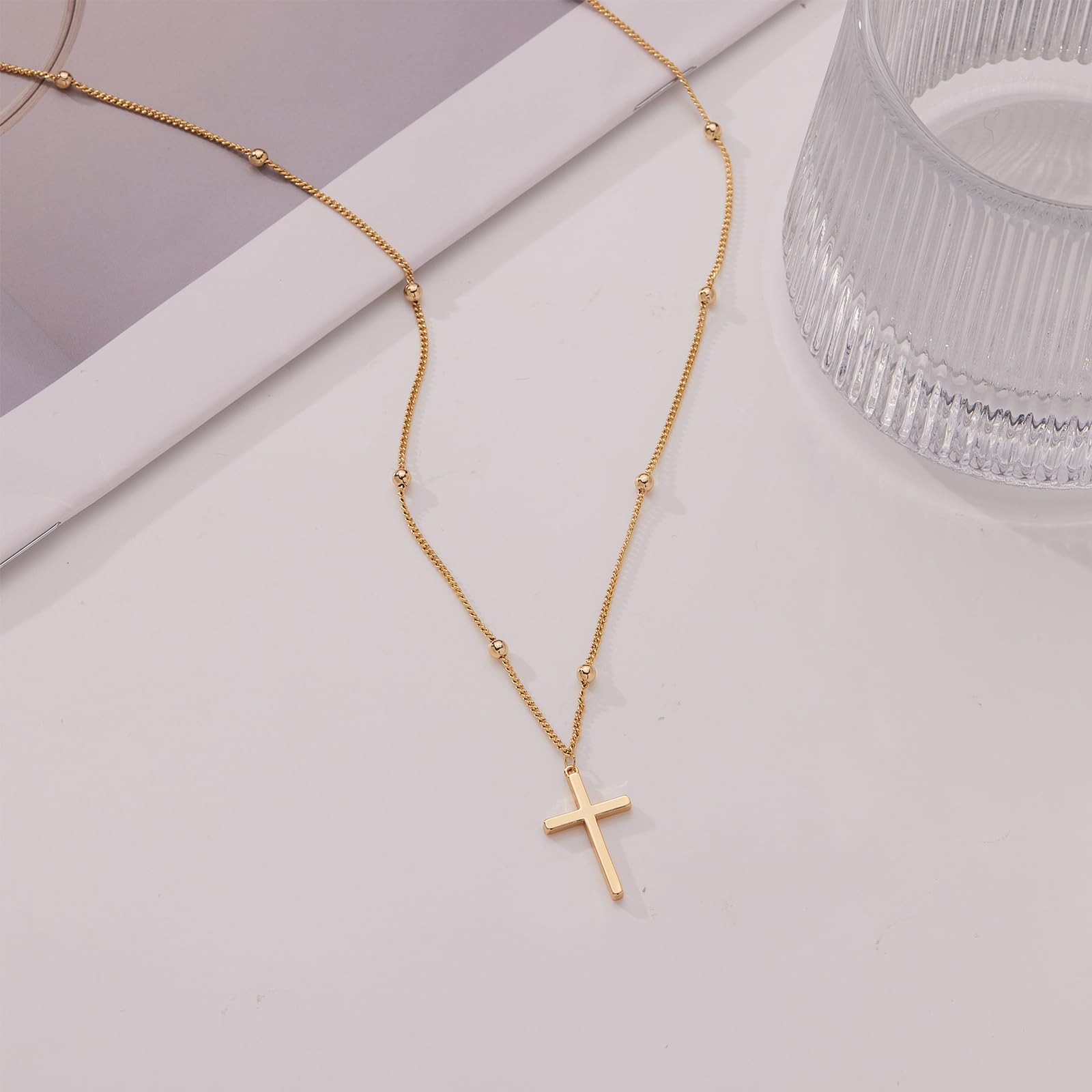 Christian Gifts for Women Cross Necklace for Women 14K Gold/Silver Plated Infinity Long Charm Necklace Trendy Non Tarnish Waterproof Jewelry Religious Baptism Faith Gifts Christmas Stocking Stuffers