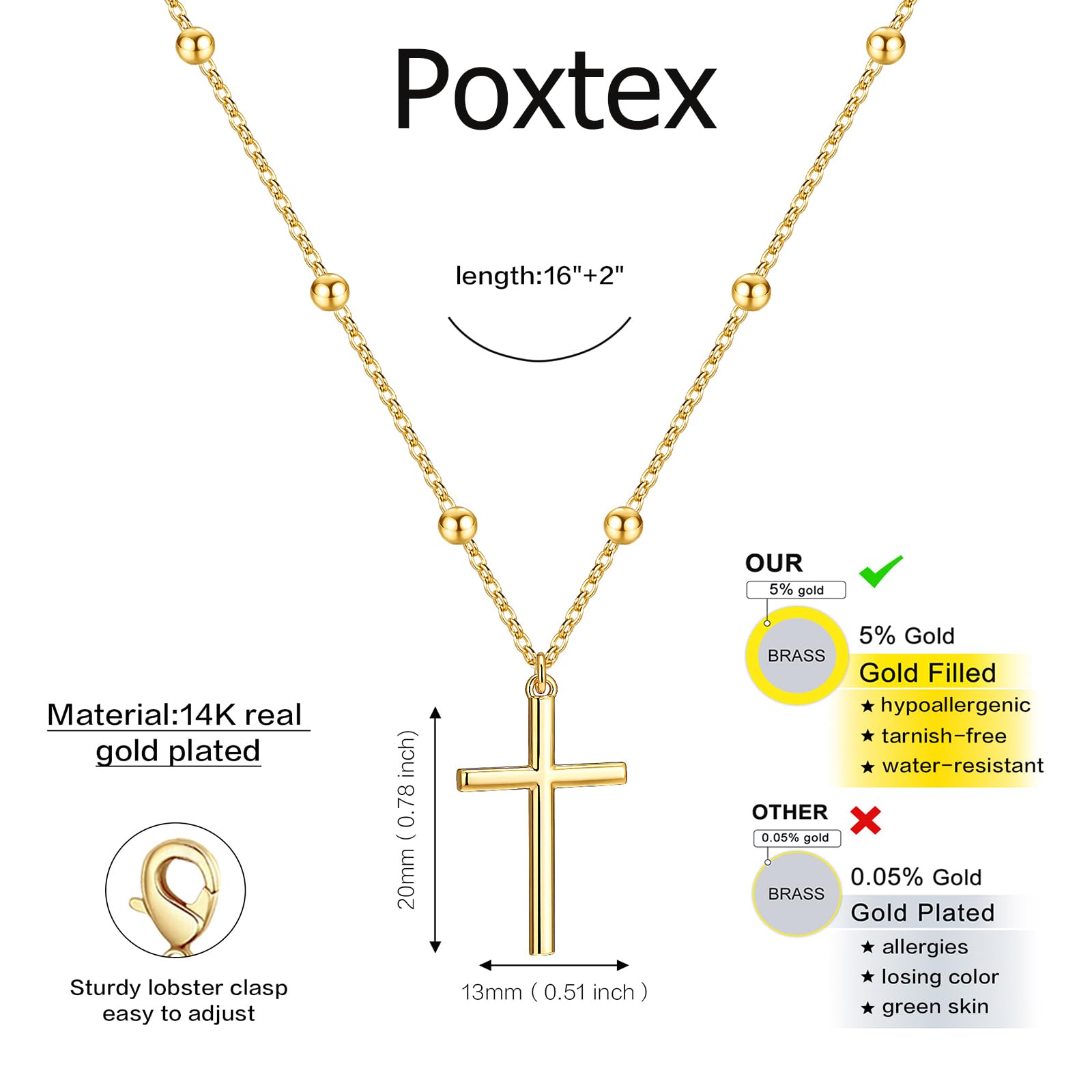 Christian Gifts for Women Cross Necklace for Women 14K Gold/Silver Plated Infinity Long Charm Necklace Trendy Non Tarnish Waterproof Jewelry Religious Baptism Faith Gifts Christmas Stocking Stuffers