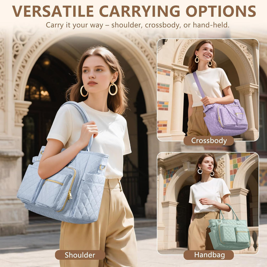 Large Bible Bag with Bible Cover Case for Women, Quilted Church Tote Bag Bible Carrying Case w/Shoulder Strap, Bible Study Supplies Journaling Kit Bible Accessories Christmas Christian Gifts for Women