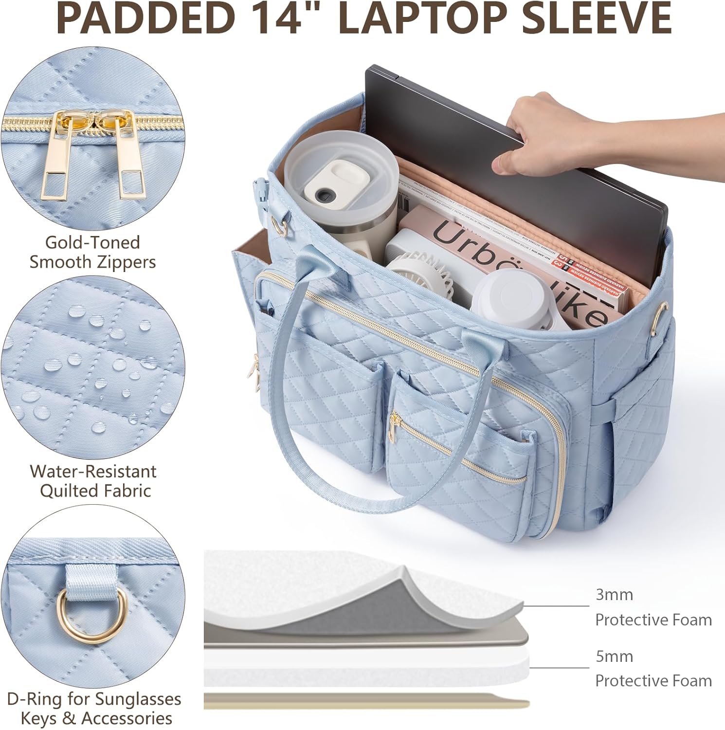 Large Bible Bag with Bible Cover Case for Women, Quilted Church Tote Bag Bible Carrying Case w/Shoulder Strap, Bible Study Supplies Journaling Kit Bible Accessories Christmas Christian Gifts for Women