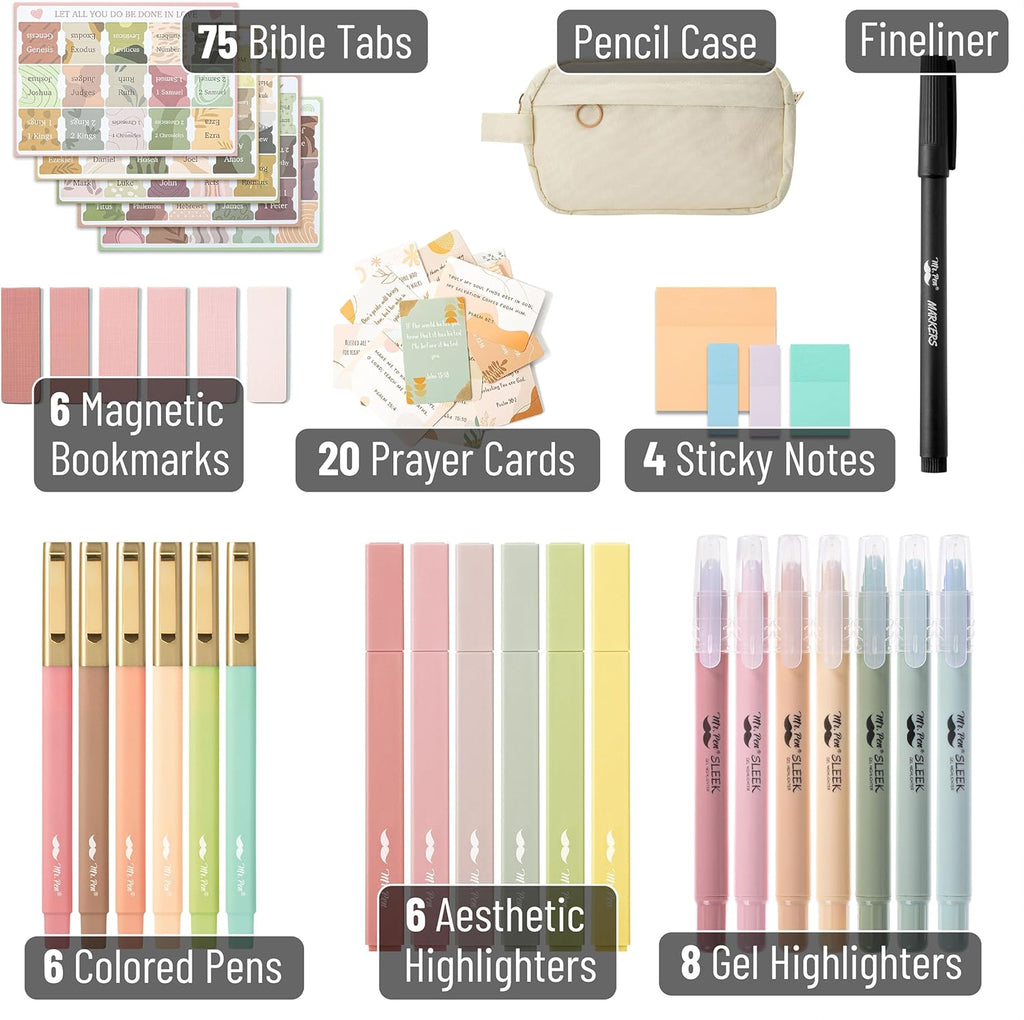 Mr. Pen- Bible Journaling Kit, Bible Study Supplies, No Bleed Bible Highlighters and Pens No Bleed, Christmas Gift