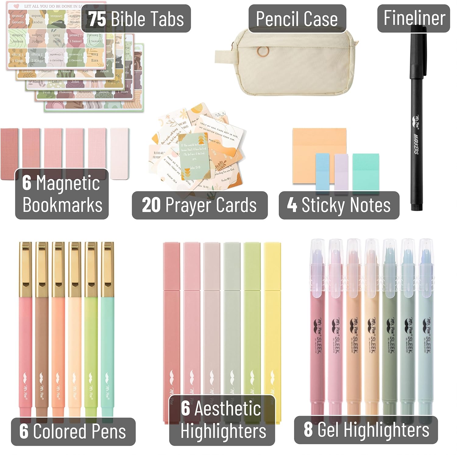 Mr. Pen- Bible Journaling Kit, Bible Study Supplies, No Bleed Bible Highlighters and Pens No Bleed, Christmas Gift